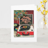 ヴィンテージ-クリスマスツリーのまわりのRockin、 カード (黄色い花)