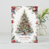ヴィンテージ クリスマスツリーの植物画 ホリデーカード (スタンド正面)