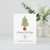 ヴィンテージ クリスマスツリー会社 ロゴ ビジネス シーズンポストカード (スタンド正面)