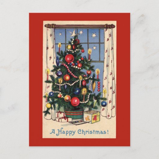 ヴィンテージ クリスマスツリー ポストカード (正面)