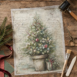 ヴィンテージ クリスマスツリー ポット エフェメラ デコパージュ 薄葉紙