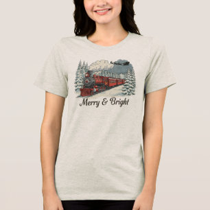 ヴィンテージ クリスマストレイン ホリデー グラフィック トライブレンドTシャツ