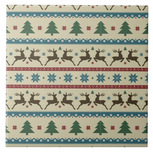 ヴィンテージ クリスマスパターン セラミックタイル (正面)