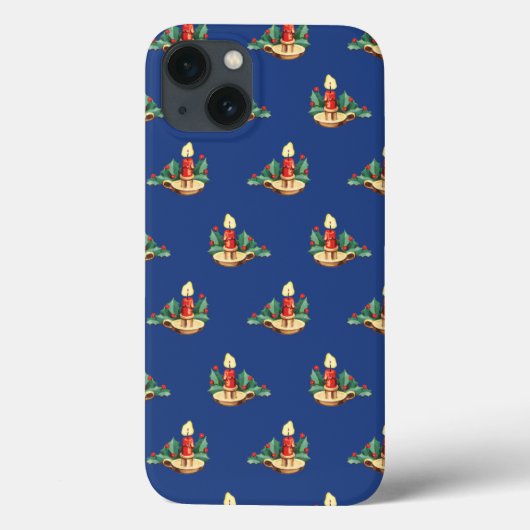 ヴィンテージ クリスマスパターン ロウソクとホーリー Case-Mate iPhoneケース (裏面)