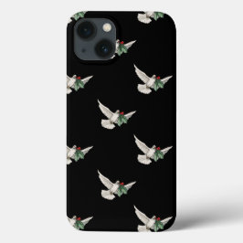 ヴィンテージ クリスマスパターン、平和の白い鳩 iPhone 13ケース