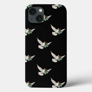 ヴィンテージ クリスマスパターン、平和の白い鳩 iPhone 13ケース
