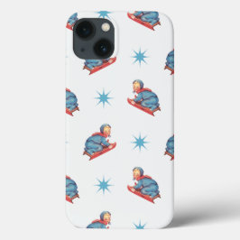 ヴィンテージ クリスマスパターン 雪の中でそり遊びをする子供 iPhone 13ケース