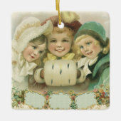 ヴィンテージ・クリスマスビクトリアン姉妹 セラミックオーナメント (正面)