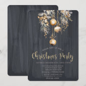 ヴィンテージ クリスマスボール ブラッククリスマス 招待状 (正面/裏面)