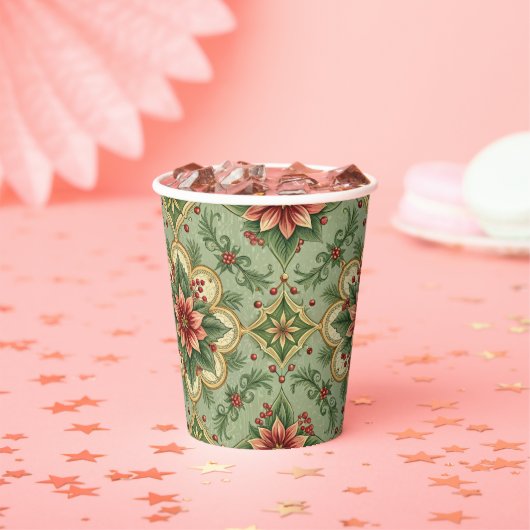 ヴィンテージ クリスマスポインセチア 紙コップ (インサイチュ)