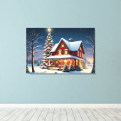 ヴィンテージ・クリスマスポスター キャンバスプリント (インサイチュ (ウッドフロア))