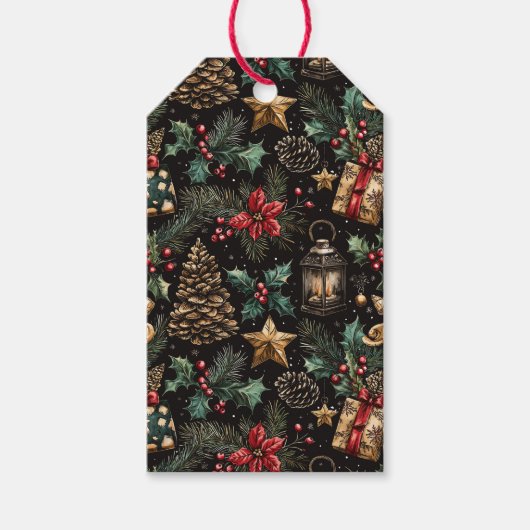 ヴィンテージ クリスマスランプ ギフトタグ (正面)