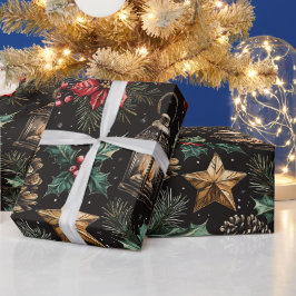 ヴィンテージ クリスマスランプ ラッピングペーパー