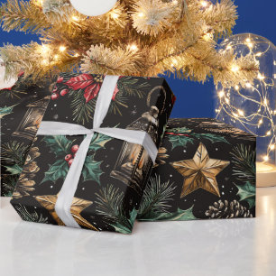 ヴィンテージ クリスマスランプ ラッピングペーパー
