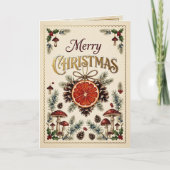ヴィンテージ クリスマス植物画 カード (正面)