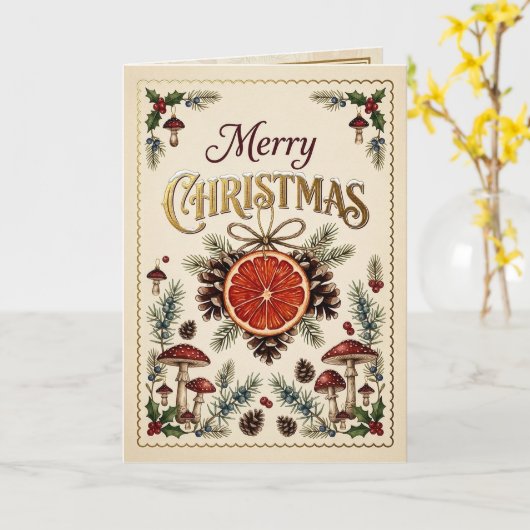 ヴィンテージ クリスマス植物画 カード (黄色い花)