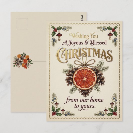 ヴィンテージ クリスマス植物画 ポストカード (正面/裏面)