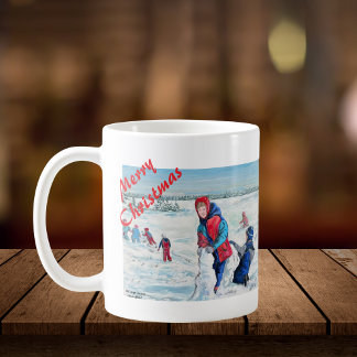 ヴィンテージ クリスマス風景 名入れ コーヒーマグカップ