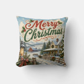 ヴィンテージ クリスマス風景 枕 (正面)