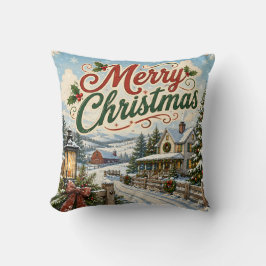 ヴィンテージ クリスマス風景 枕