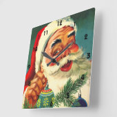ヴィンテージ クリスマス おかしなレトロ サンタクロース 1950年代 スクエア壁時計 (傾斜)