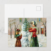 ヴィンテージ クリスマス お母さんと娘の楽しい瞬間 (正面/裏面)