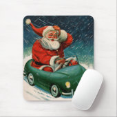 ヴィンテージ クリスマス、かわいい車に乗ったサンタクロース マウスパッド (マウス)