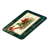 ヴィンテージ クリスマス そり、やどりぎ 雪の結晶 マグネット (左側)