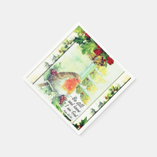 ヴィンテージ・クリスマス「まだ知っている」バイブル・バース スタンダードカクテルナプキン (角)