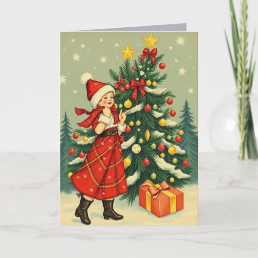 ヴィンテージ クリスマス イラスト カード (正面)