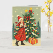 ヴィンテージ クリスマス イラスト カード (黄色い花)