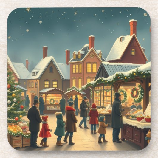 ヴィンテージ クリスマス イラスト コースター (正面)
