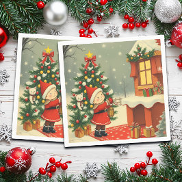 ヴィンテージ クリスマス イラスト スタンダードカクテルナプキン