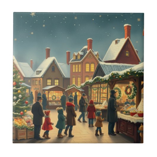ヴィンテージ クリスマス イラスト タイル (正面)