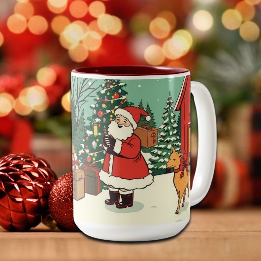 ヴィンテージ クリスマス イラスト ツートーンマグカップ