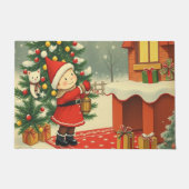 ヴィンテージ クリスマス イラスト ドアマット (正面)