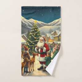 ヴィンテージ クリスマス イラスト ハンドタオル