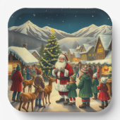 ヴィンテージ クリスマス イラスト ペーパープレート (正面)