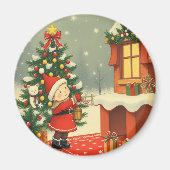 ヴィンテージ クリスマス イラスト マグネット (正面)