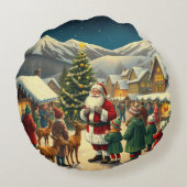 ヴィンテージ クリスマス イラスト ラウンドクッション (裏面)