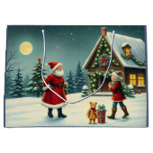 ヴィンテージ クリスマス イラスト ラージペーパーバッグ (正面)