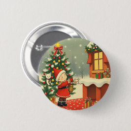 ヴィンテージ クリスマス イラスト 缶バッジ