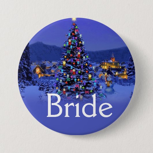 ヴィンテージ クリスマス ウェディングの花嫁または花婿 缶バッジ (正面)