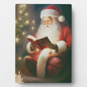ヴィンテージ クリスマス ウォールアート サンタの読書 フォトプラーク (正面)