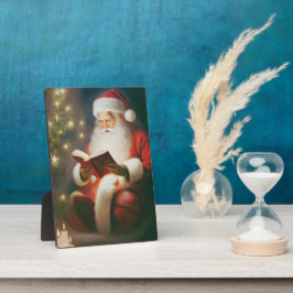 ヴィンテージ クリスマス ウォールアート サンタの読書 フォトプラーク