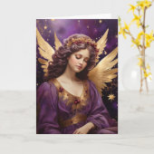 ヴィンテージ クリスマス エンジェル アート オーダーメイド カード (黄色い花)