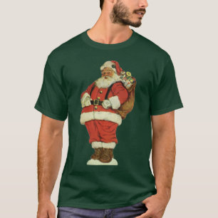 ヴィンテージ クリスマス、オモチャを持ったヴィクトリア朝のサンタクロース Tシャツ