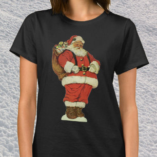 ヴィンテージ クリスマス、オモチャを持ったヴィクトリア朝のサンタクロース Tシャツ