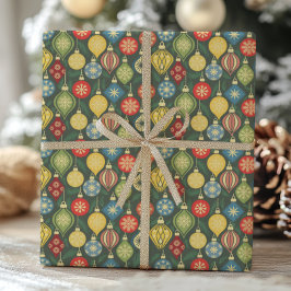 ヴィンテージ クリスマス オーナメント カラフル ホリデー ラッピングペーパー