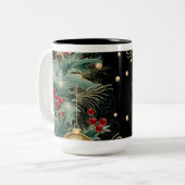 ヴィンテージ クリスマス オーナメント コーヒーマグ ツートーンマグカップ (正面左)